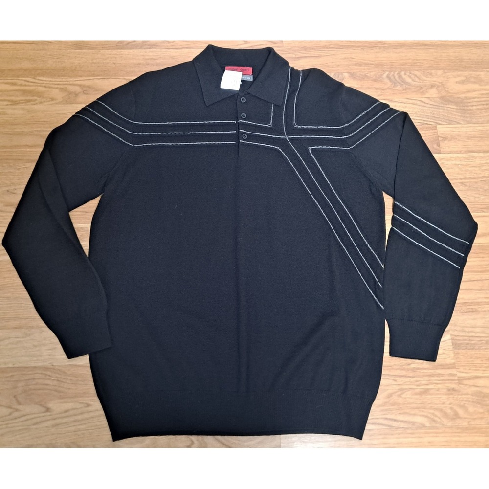 NWT LUCHIANO VISCONTI PULLOVER HENLEY SWEATER SZ XL ITALIAN MERINOS WOOL ACCENTS